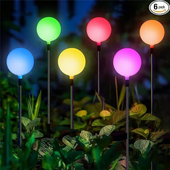 Solar Garden Lights 6 Pack, Solar Globe Lights Outdoor Waterproof - Picture 7 of 7